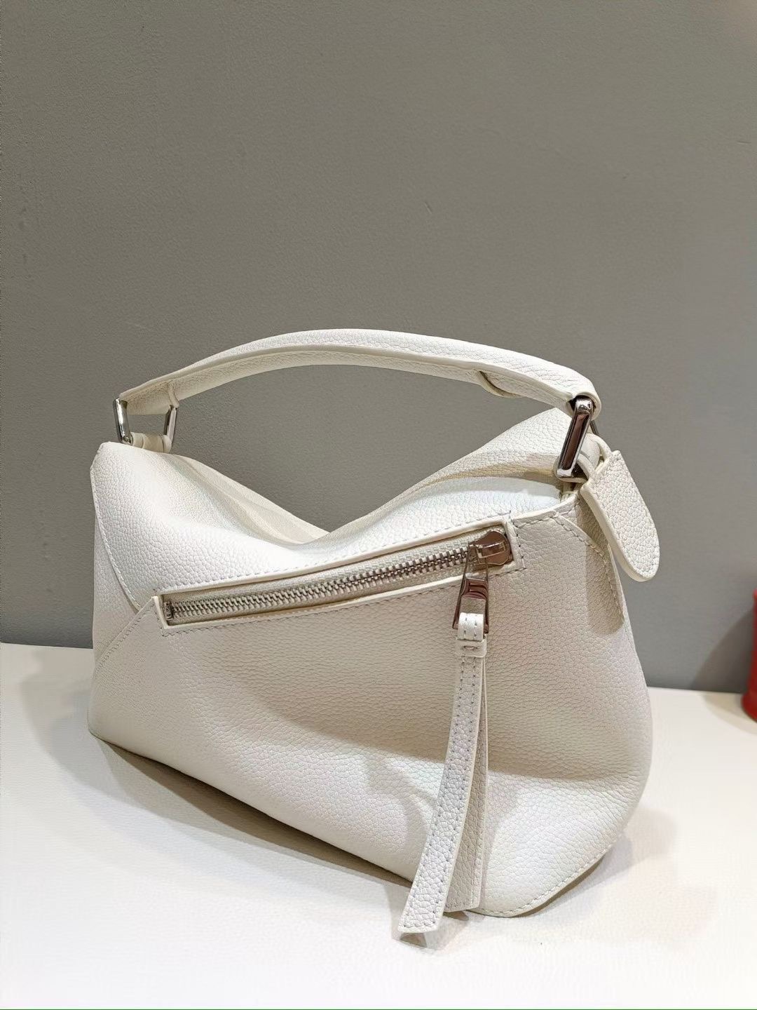 Loewe Small Puzzle Bag in Soft Grained Calfskin Sea Salt